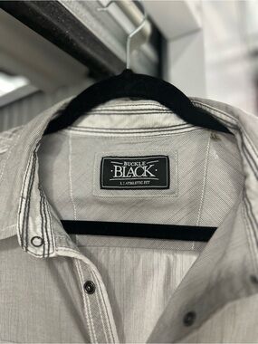 Buckle Black Lightweight Gray Pinstriped Shirt Jacket